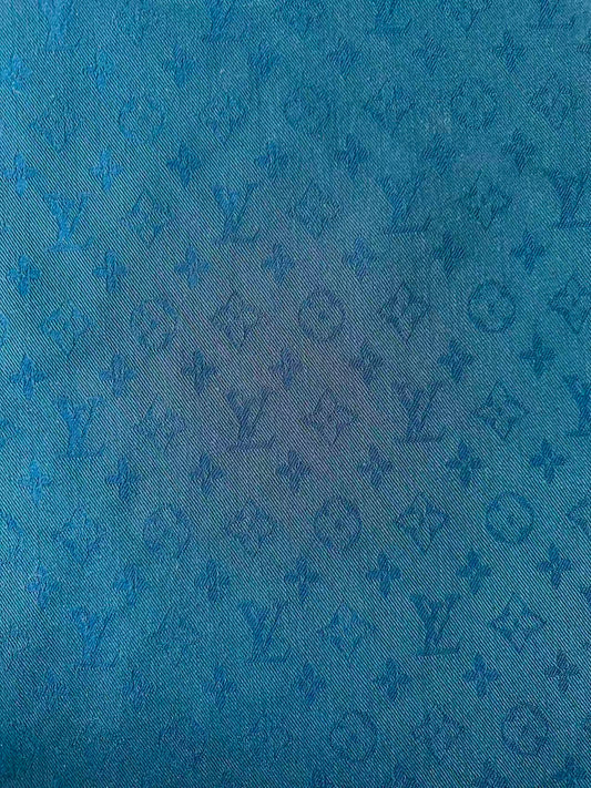Craft Navy Blue LV Jacquard Denim Cloth Fabric For Handmade Apparel,Sneaker Goods By Yard