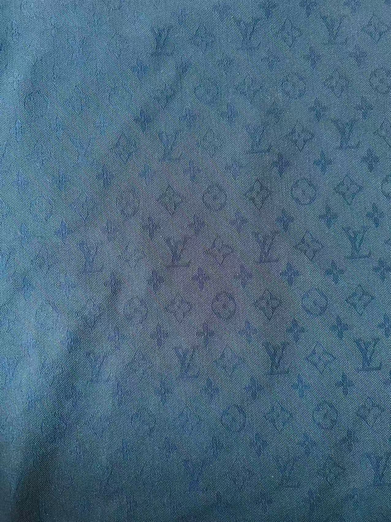 Craft Navy Blue LV Jacquard Denim Cloth Fabric For Handmade Apparel,Sneaker Goods By Yard
