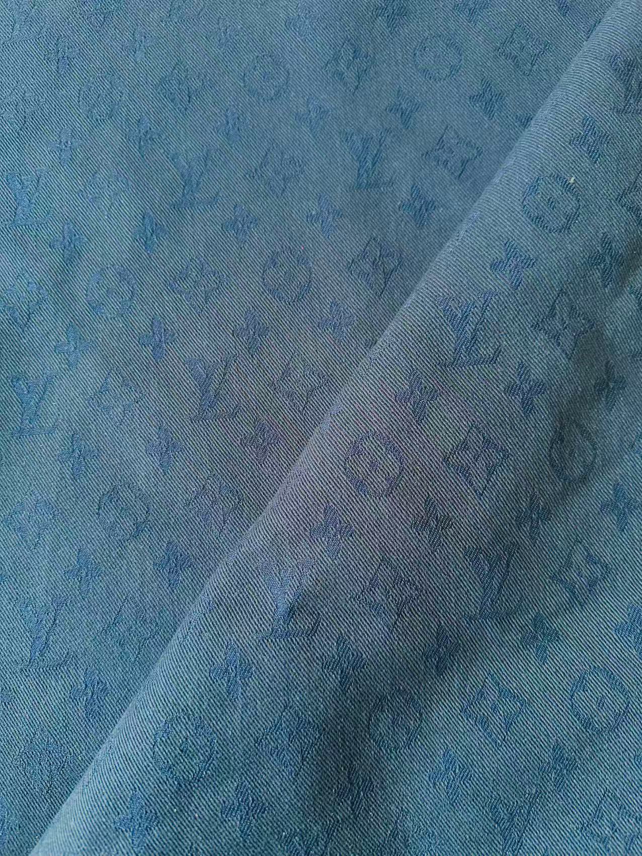Craft Navy Blue LV Jacquard Denim Cloth Fabric For Handmade Apparel,Sneaker Goods By Yard