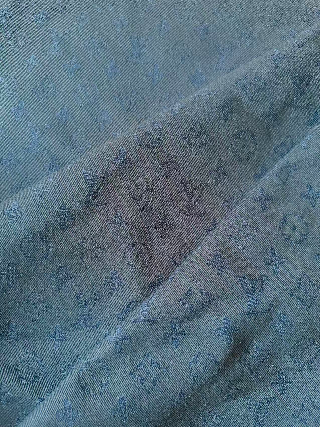 Craft Navy Blue LV Jacquard Denim Cloth Fabric For Handmade Apparel,Sneaker Goods By Yard