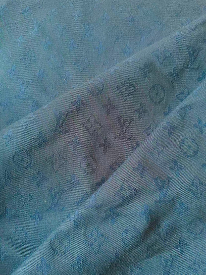 Craft Navy Blue LV Jacquard Denim Cloth Fabric For Handmade Apparel,Sneaker Goods By Yard