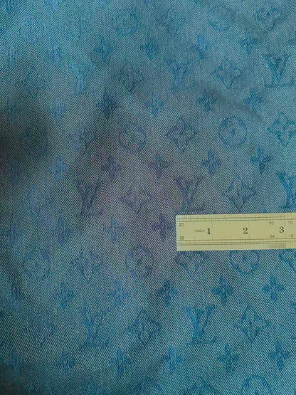 Craft Navy Blue LV Jacquard Denim Cloth Fabric For Handmade Apparel,Sneaker Goods By Yard