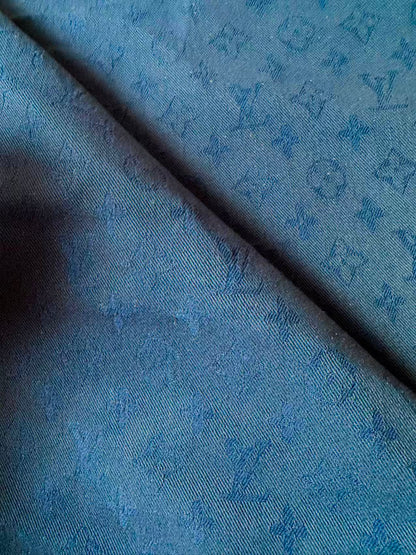 Craft Navy Blue LV Jacquard Denim Cloth Fabric For Handmade Apparel,Sneaker Goods By Yard