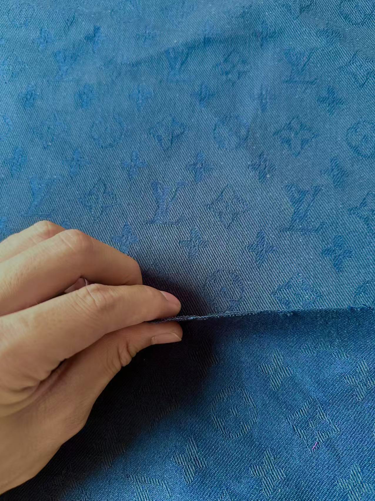 Craft Navy Blue LV Jacquard Denim Cloth Fabric For Handmade Apparel,Sneaker Goods By Yard