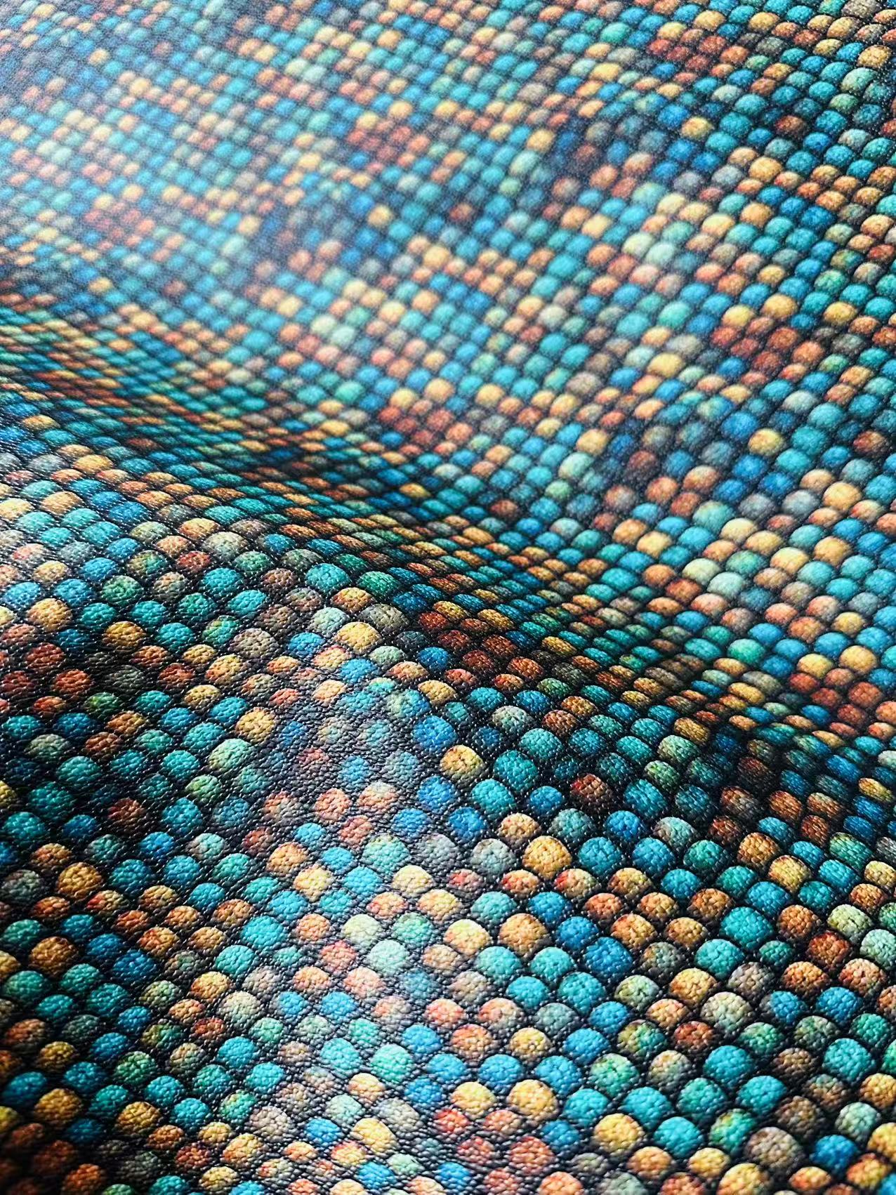 Fashion Fish Scales Design Leather Fabric For Handmade Handicraft Goods By Yard