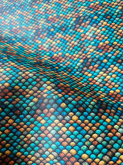 Fashion Fish Scales Design Leather Fabric For Handmade Handicraft Goods By Yard