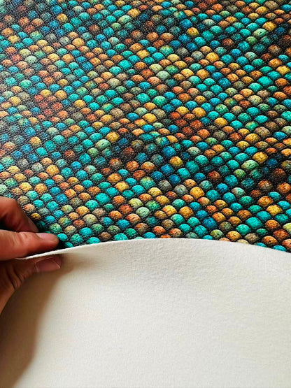 Fashion Fish Scales Design Leather Fabric For Handmade Handicraft Goods By Yard
