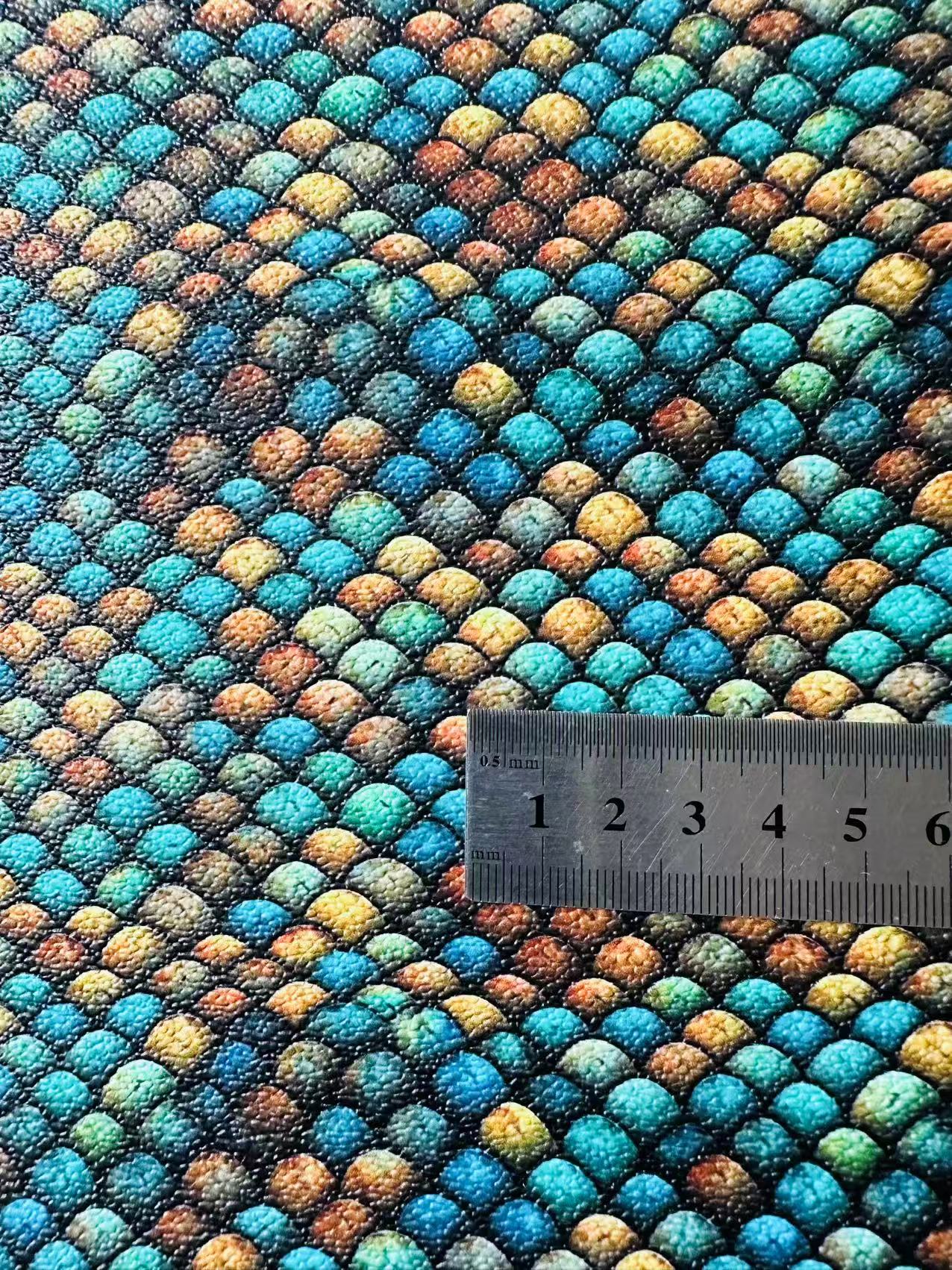 Fashion Fish Scales Design Leather Fabric For Handmade Handicraft Goods By Yard