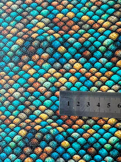 Fashion Fish Scales Design Leather Fabric For Handmade Handicraft Goods By Yard