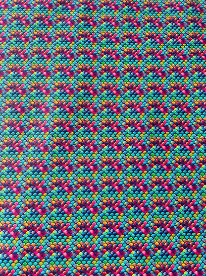 Fashion Colorful Fish Scales Design Leather Fabric For Handmade Handicraft Goods By Yard