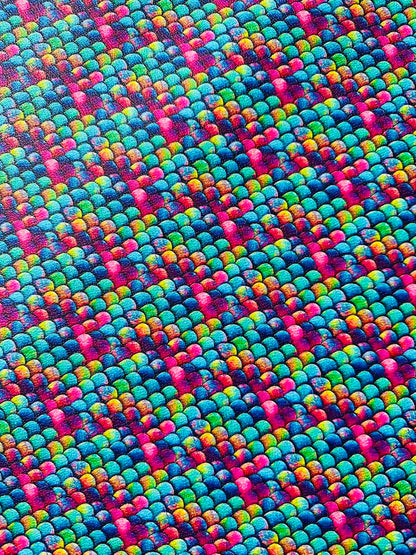 Fashion Colorful Fish Scales Design Leather Fabric For Handmade Handicraft Goods By Yard