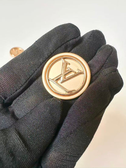 1 PC 1.25" Big Size LV Handicraft Button Metal Material For Apparel Jacket (Rose Gold)