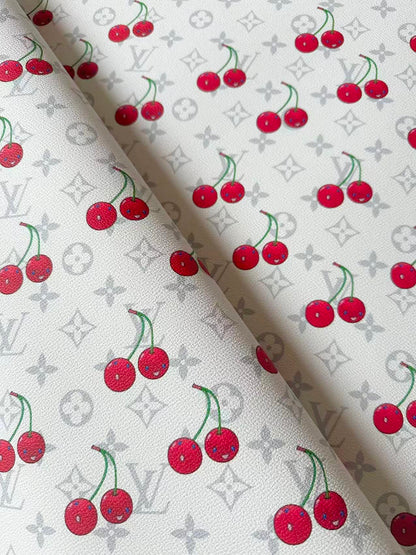 New White Cherry With LV Leather Fabric For Handmade shoes,Upholstery Handicraft Goods By Yard