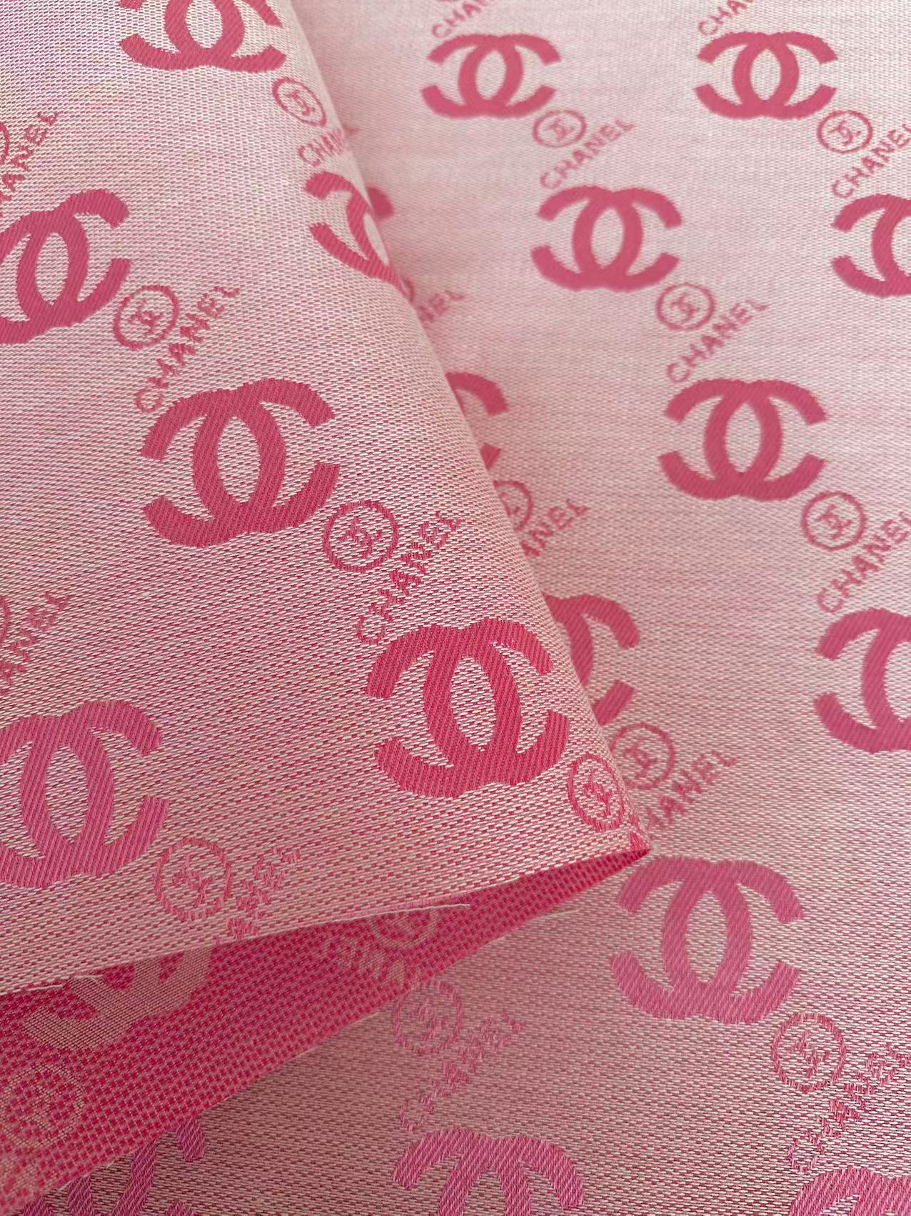 Classic Pink Chanel Jacquard Cloth Fabric For Handmade Clothing ,Bags ,Shoes, Hat Upholstery By Yards