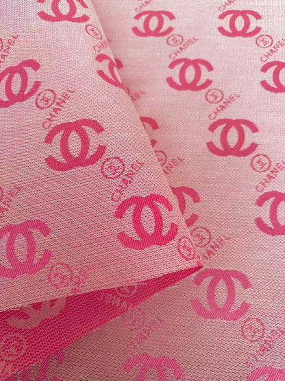 Classic Pink Chanel Jacquard Cloth Fabric For Handmade Clothing ,Bags ,Shoes, Hat Upholstery By Yards