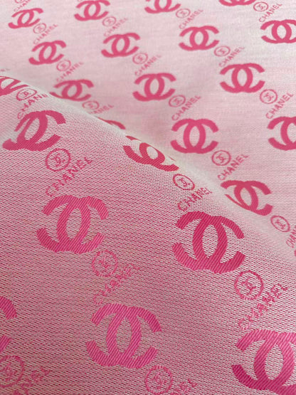 Classic Pink Chanel Jacquard Cloth Fabric For Handmade Clothing ,Bags ,Shoes, Hat Upholstery By Yards