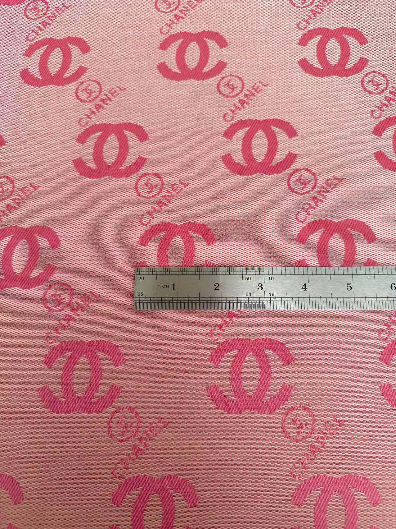 Classic Pink Chanel Jacquard Cloth Fabric For Handmade Clothing ,Bags ,Shoes, Hat Upholstery By Yards
