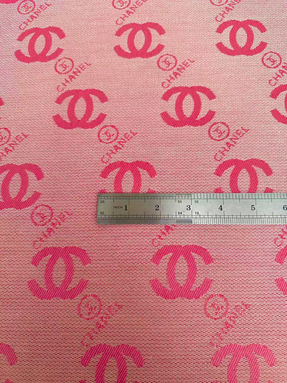 Classic Pink Chanel Jacquard Cloth Fabric For Handmade Clothing ,Bags ,Shoes, Hat Upholstery By Yards