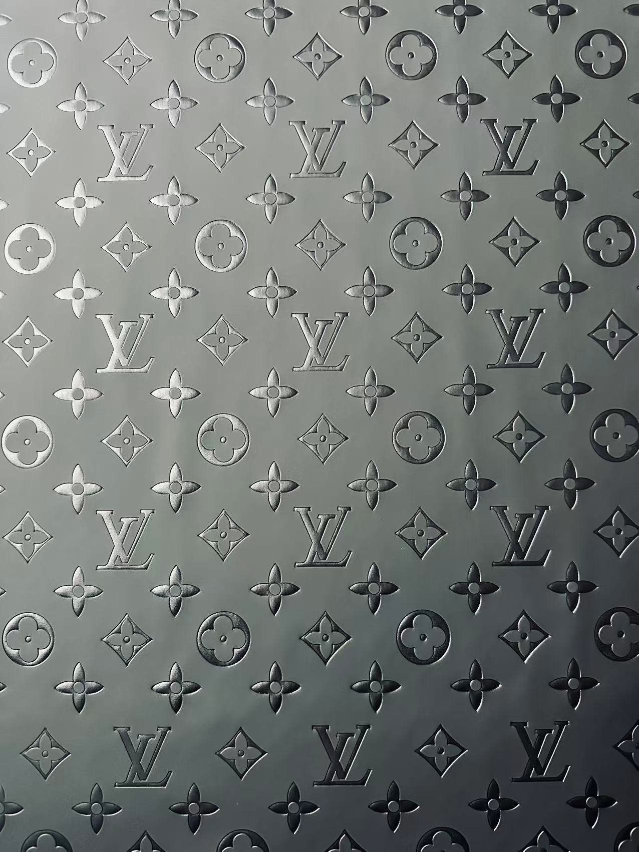 Fashion Smooth Design Black LV Embossed Leather Fabric For Handmade Sneaker,Upholstery,Bag Goods By Yard