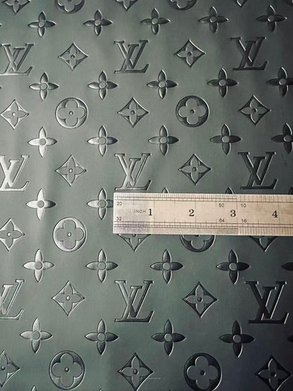 Fashion Smooth Design Black LV Embossed Leather Fabric For Handmade Sneaker,Upholstery,Bag Goods By Yard