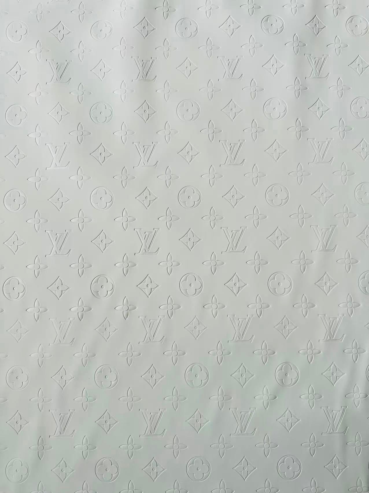 Fashion Smooth Design White LV Embossed Leather Fabric For Handmade Sneaker,Upholstery,Bag Goods By Yard