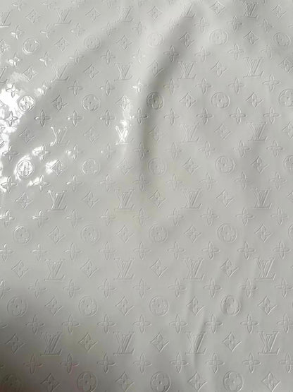 Bright White Embossed LV Lacquer Leather For Handmade shoes,bags ,furniture customized By Yards