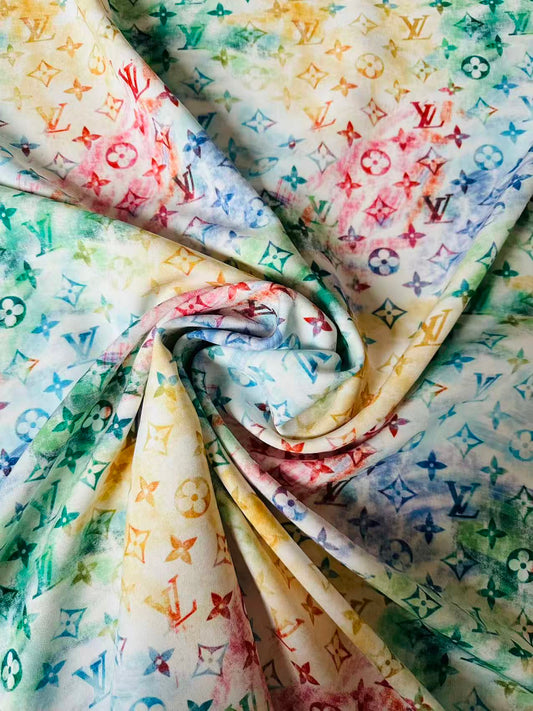 Craft Colorful Crayon LV Cotton With Polyester Cloth Fabric For DIY Handicraft Apparel