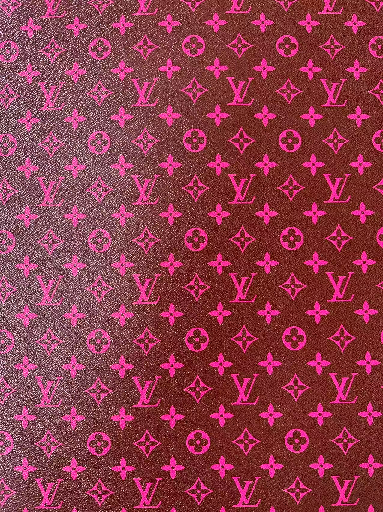 Fashion Hot Pink With Burnt Brown LV Vinyl Leather for Handmade Shoes ,Bags,Handicraft Goods By Yard