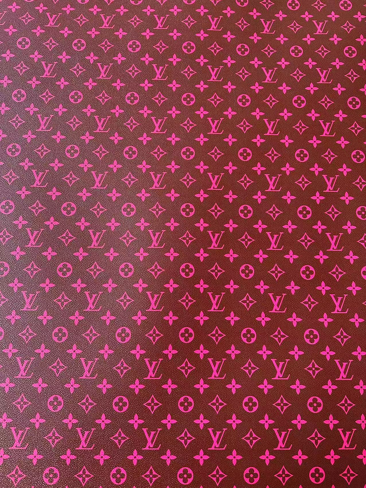 Fashion Hot Pink With Burnt Brown LV Vinyl Leather for Handmade Shoes ,Bags,Handicraft Goods By Yard