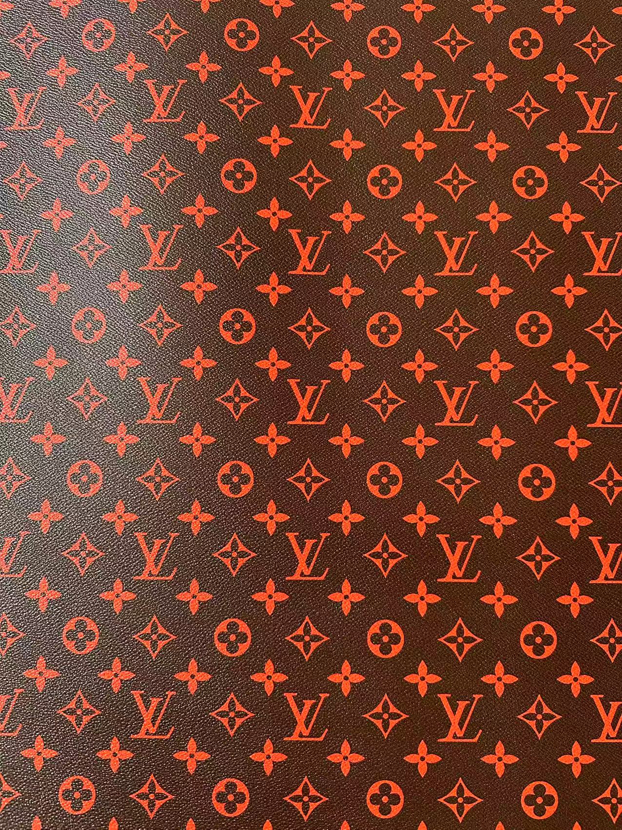 Fashion Orange With Burnt Brown LV Vinyl Leather for Handmade Shoes ,Bags,Handicraft Goods By Yard