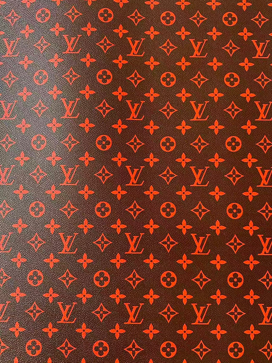 Fashion Orange With Burnt Brown LV Vinyl Leather for Handmade Shoes ,Bags,Handicraft Goods By Yard