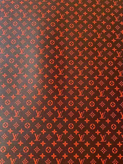 Fashion Orange With Burnt Brown LV Vinyl Leather for Handmade Shoes ,Bags,Handicraft Goods By Yard