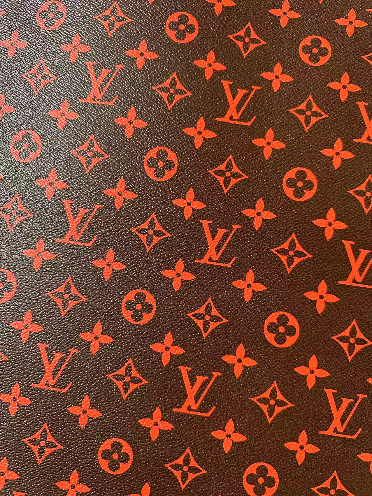 Fashion Orange With Burnt Brown LV Vinyl Leather for Handmade Shoes ,Bags,Handicraft Goods By Yard