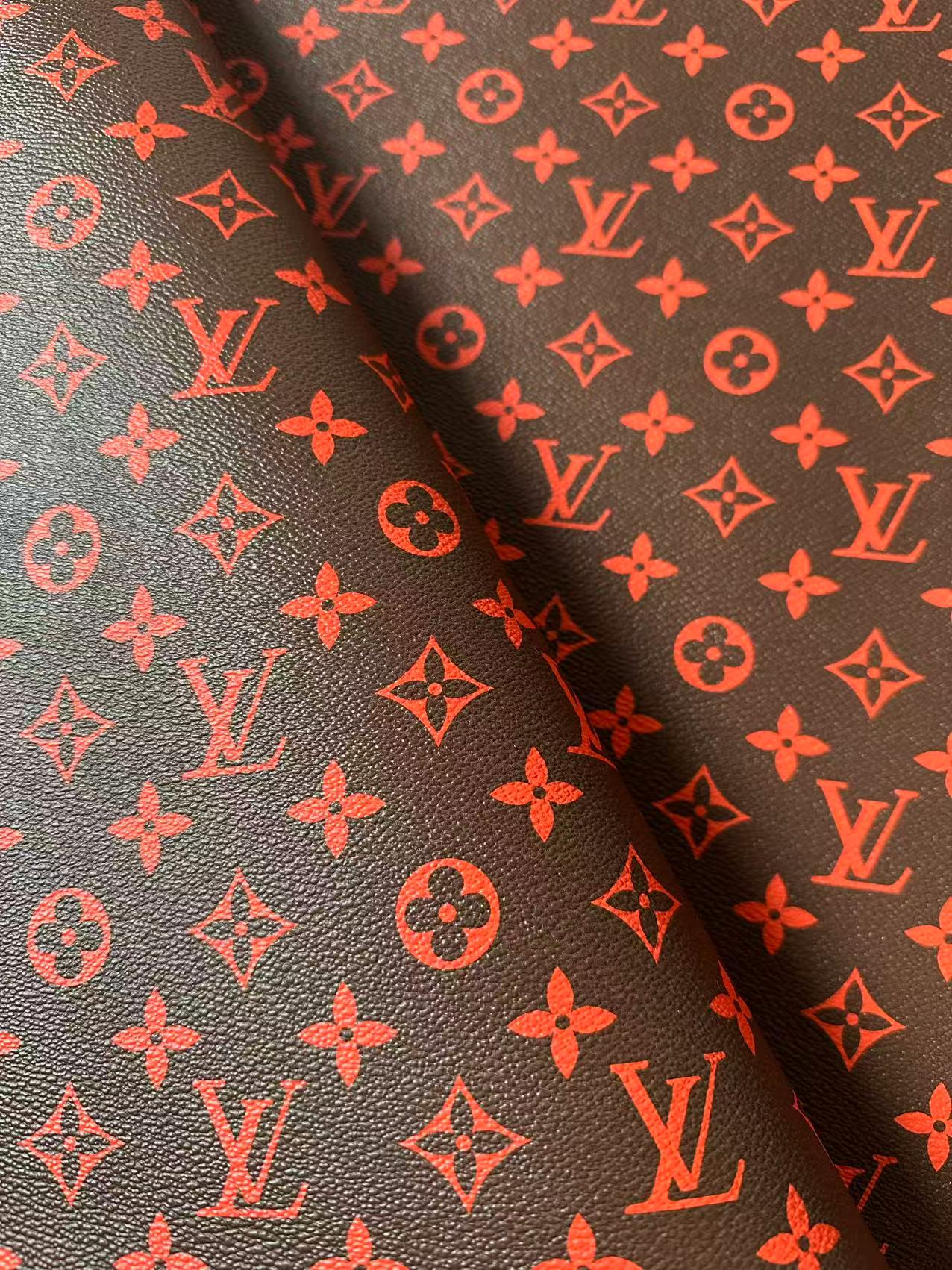 Fashion Orange With Burnt Brown LV Vinyl Leather for Handmade Shoes ,Bags,Handicraft Goods By Yard