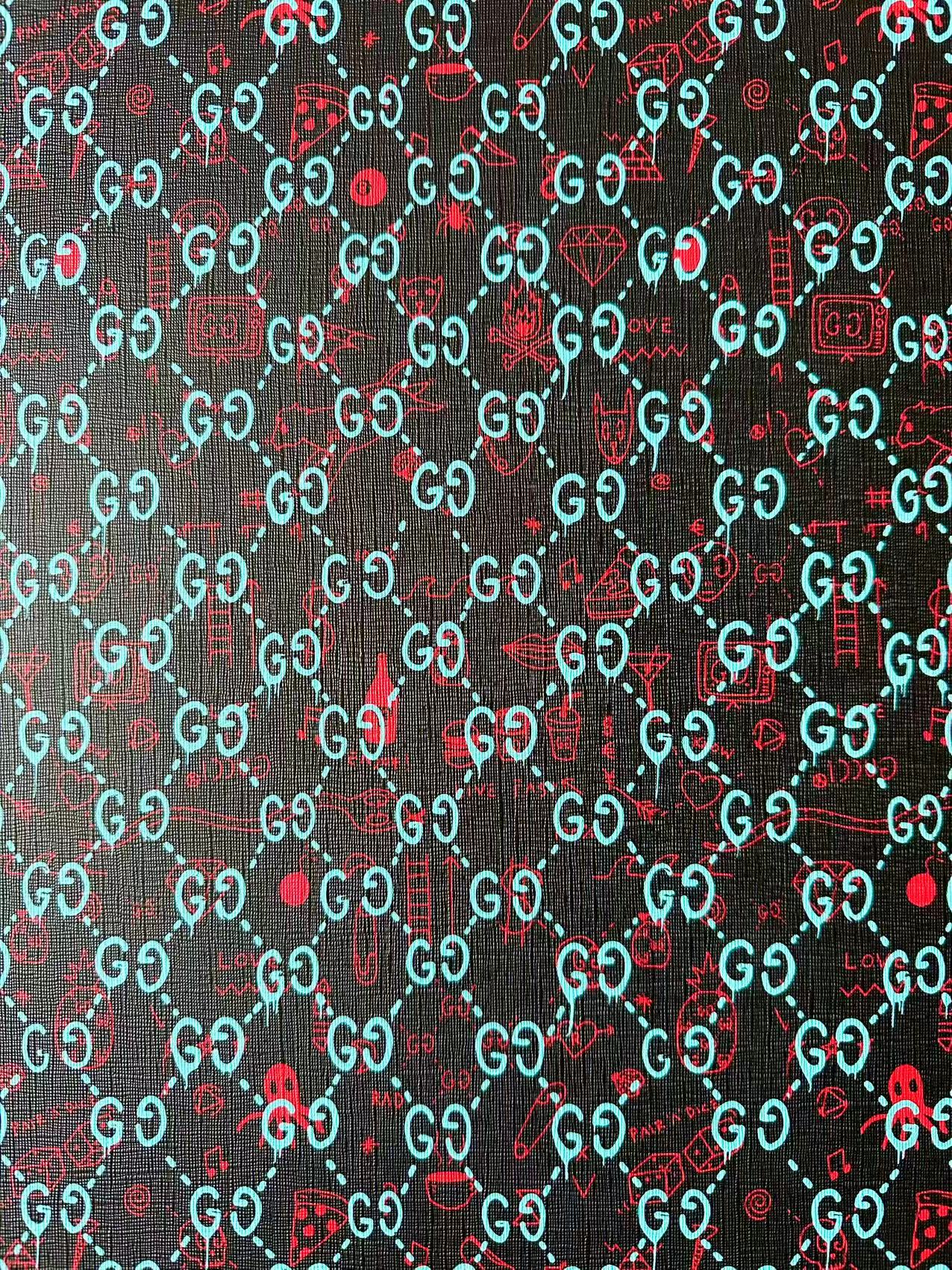 Craft Gucci Animal With Fruit Design Leather Fabric For Handmade Shoes , Upholstery Goods By Yard