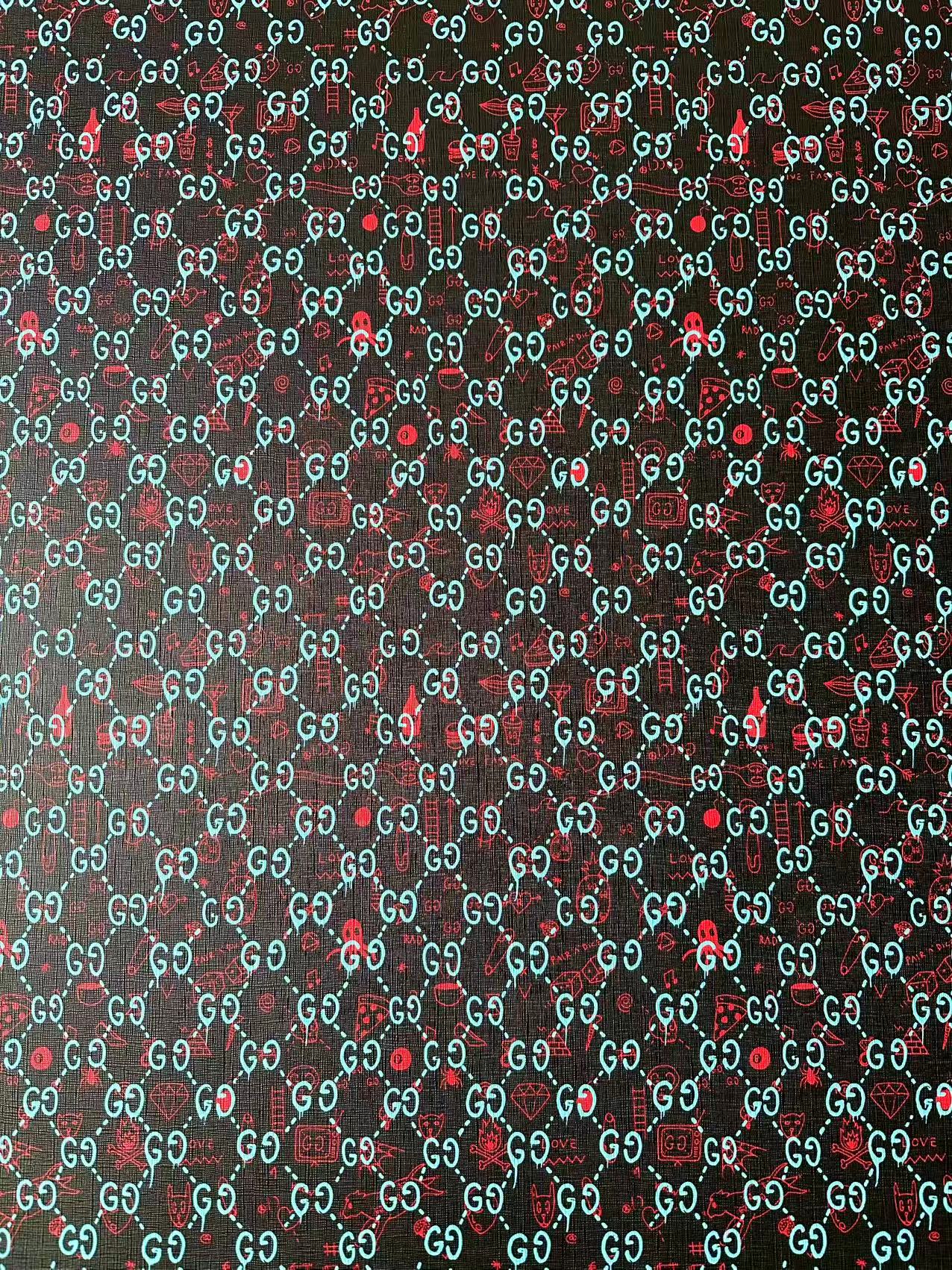 Craft Gucci Animal With Fruit Design Leather Fabric For Handmade Shoes , Upholstery Goods By Yard