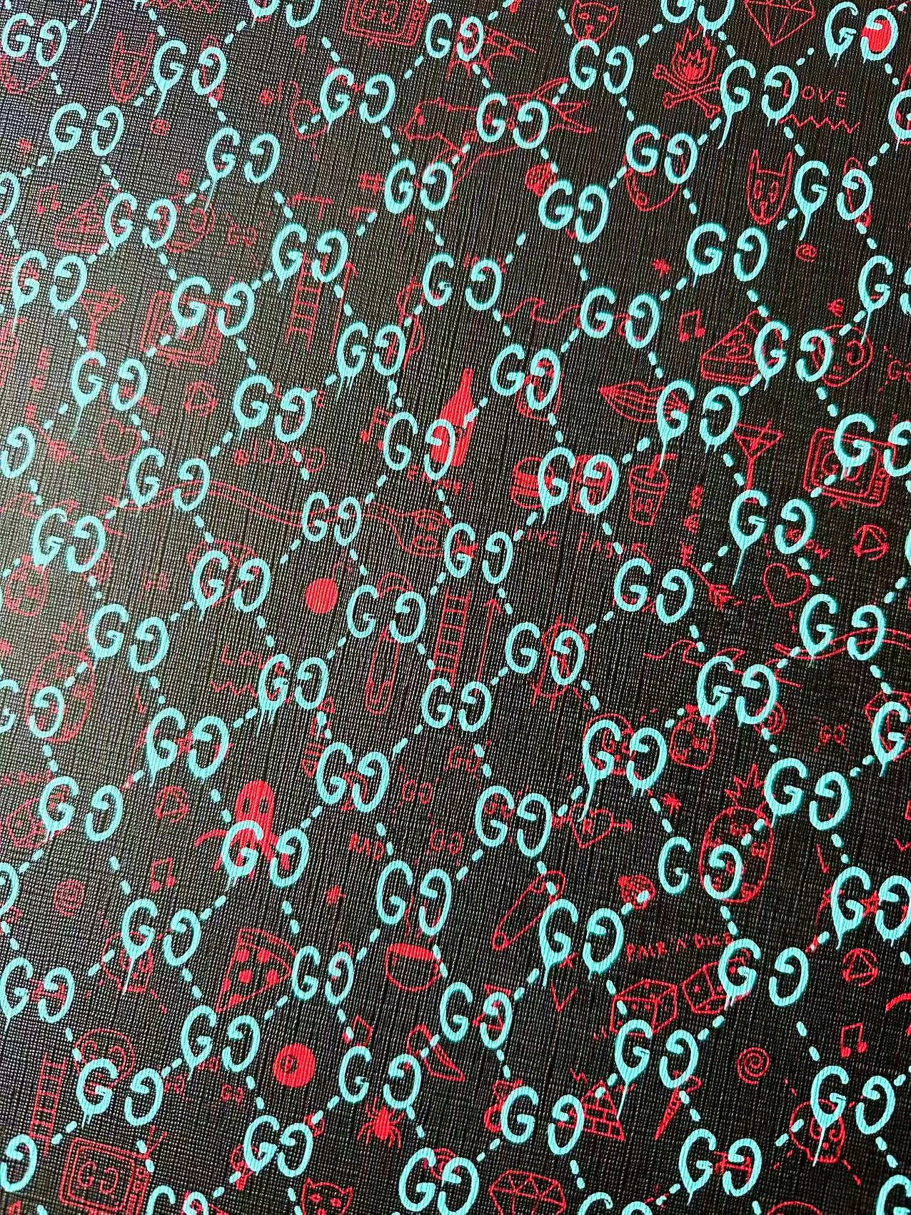 Craft Gucci Animal With Fruit Design Leather Fabric For Handmade Shoes , Upholstery Goods By Yard