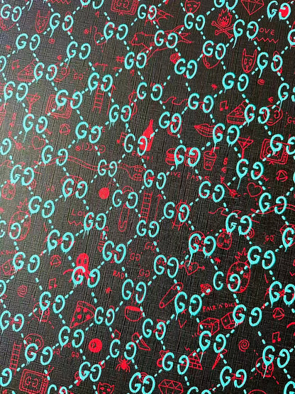 Craft Gucci Animal With Fruit Design Leather Fabric For Handmade Shoes , Upholstery Goods By Yard