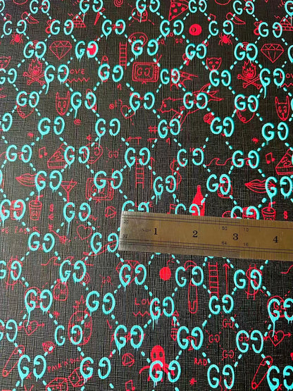 Craft Gucci Animal With Fruit Design Leather Fabric For Handmade Shoes , Upholstery Goods By Yard