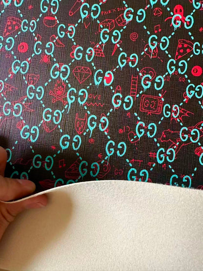 Craft Gucci Animal With Fruit Design Leather Fabric For Handmade Shoes , Upholstery Goods By Yard