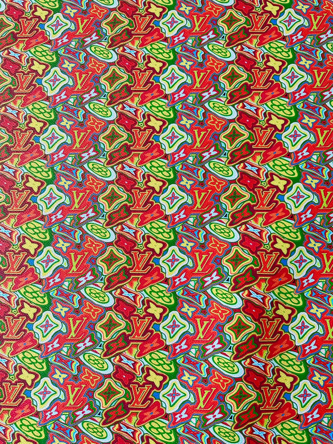 Classic LV Vinyl Geometric Leather Case Fabric For Handmade Bag ,Shoes,Sneaker Fabric By Yard