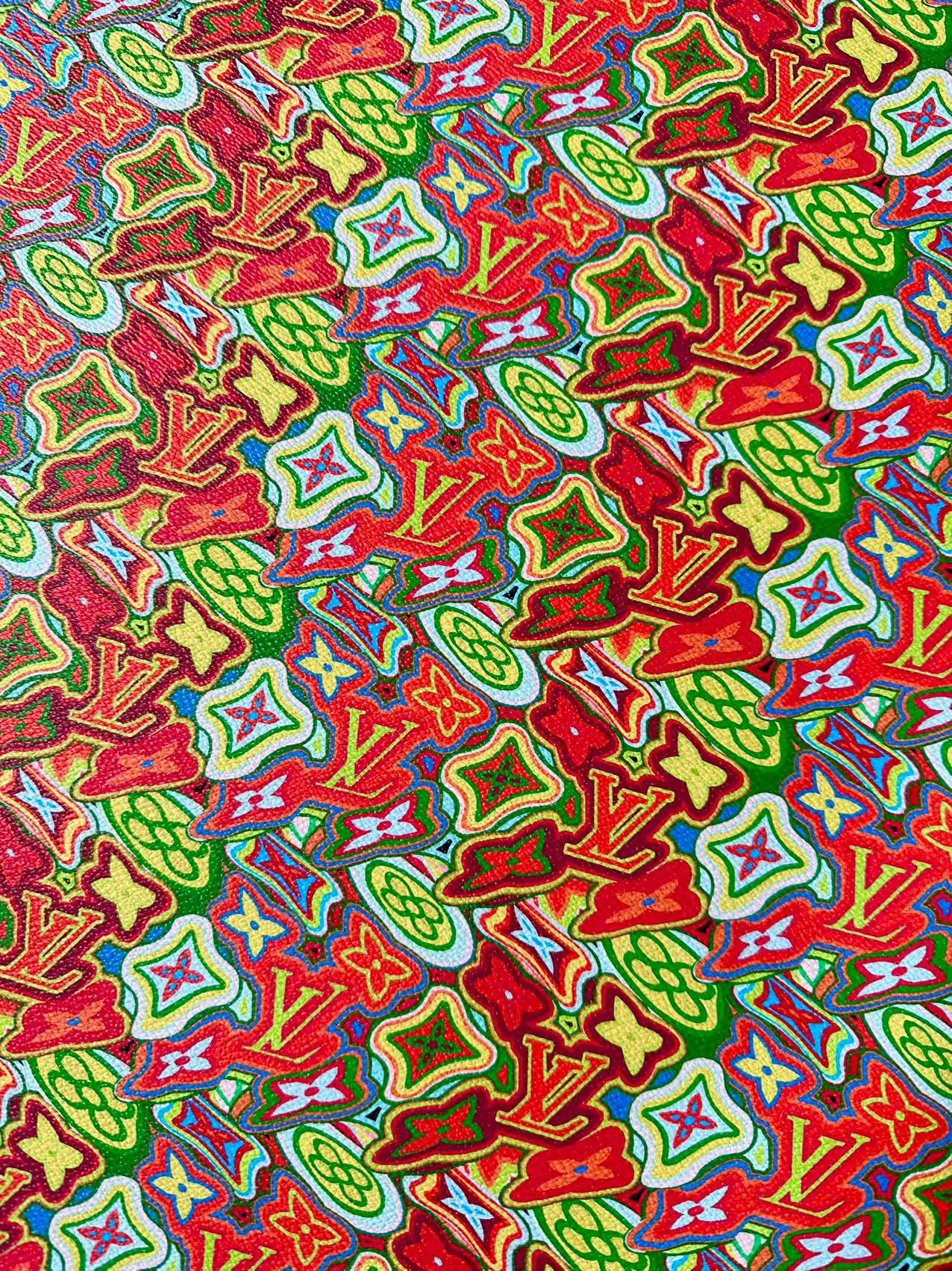 Classic LV Vinyl Geometric Leather Case Fabric For Handmade Bag ,Shoes,Sneaker Fabric By Yard