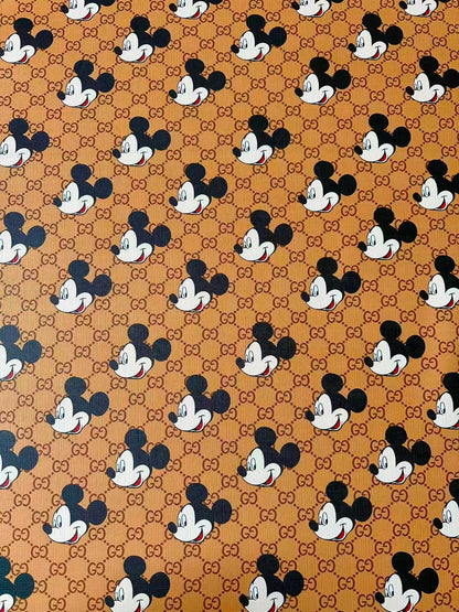 Fashion Gucci With Mickey Mouse Leather Fabric For Handmade Shoes, Sneaker ,Upholstery Goods By Yard