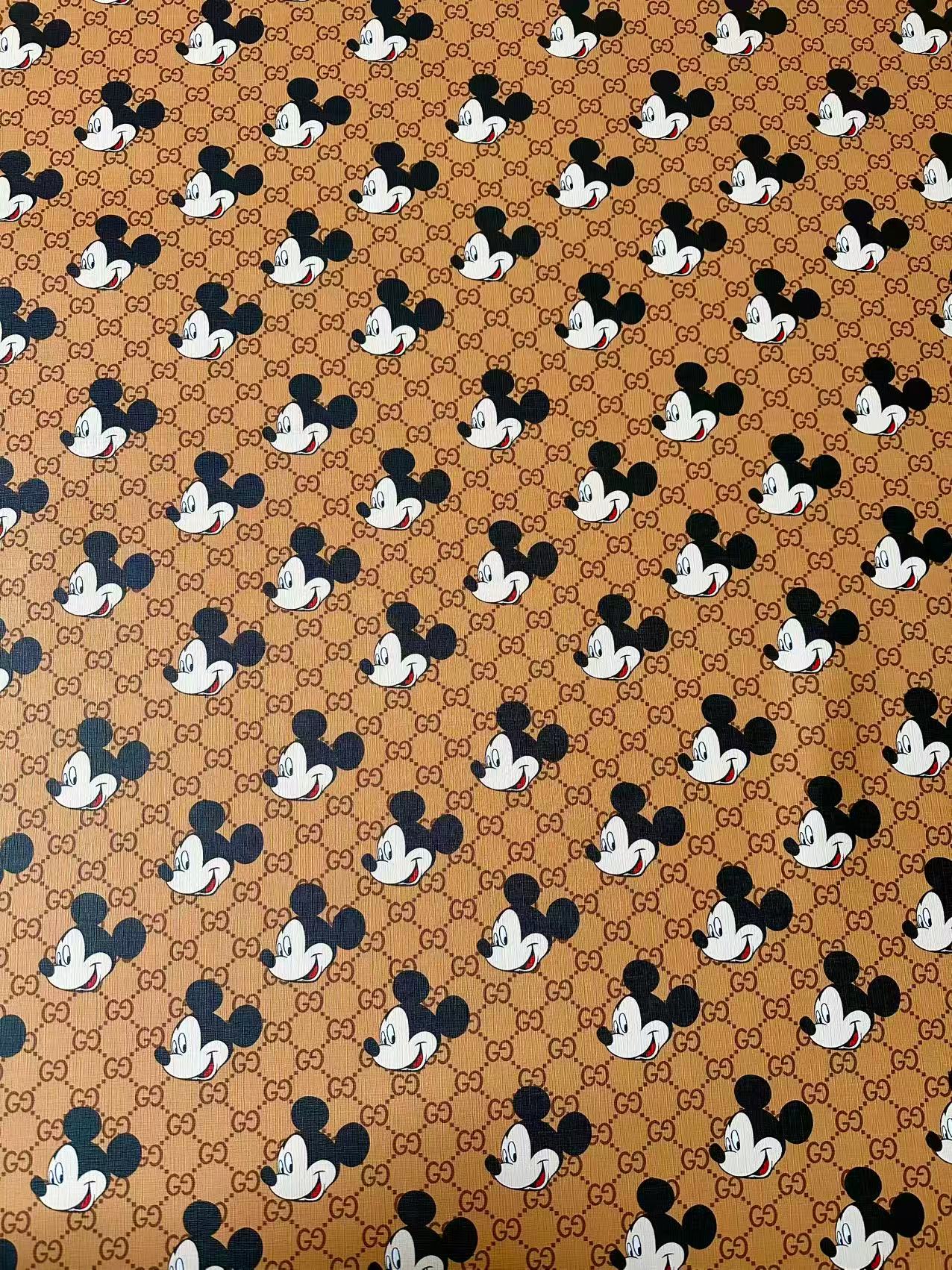 Fashion Gucci With Mickey Mouse Leather Fabric For Handmade Shoes, Sneaker ,Upholstery Goods By Yard