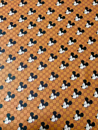 Fashion Gucci With Mickey Mouse Leather Fabric For Handmade Shoes, Sneaker ,Upholstery Goods By Yard