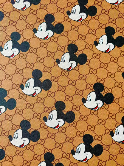 Fashion Gucci With Mickey Mouse Leather Fabric For Handmade Shoes, Sneaker ,Upholstery Goods By Yard