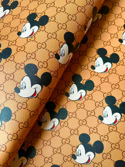 Fashion Gucci With Mickey Mouse Leather Fabric For Handmade Shoes, Sneaker ,Upholstery Goods By Yard