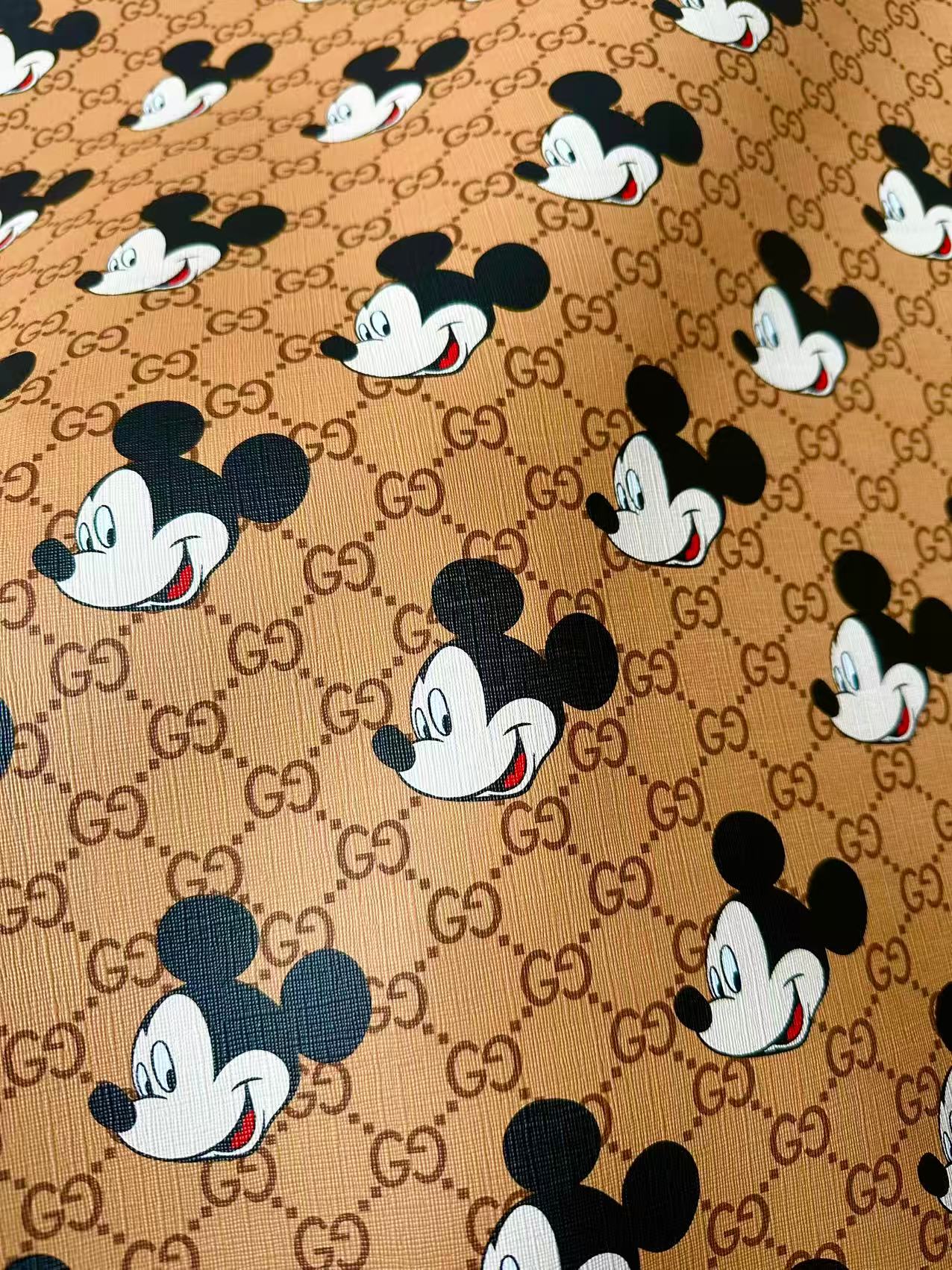 Fashion Gucci With Mickey Mouse Leather Fabric For Handmade Shoes, Sneaker ,Upholstery Goods By Yard