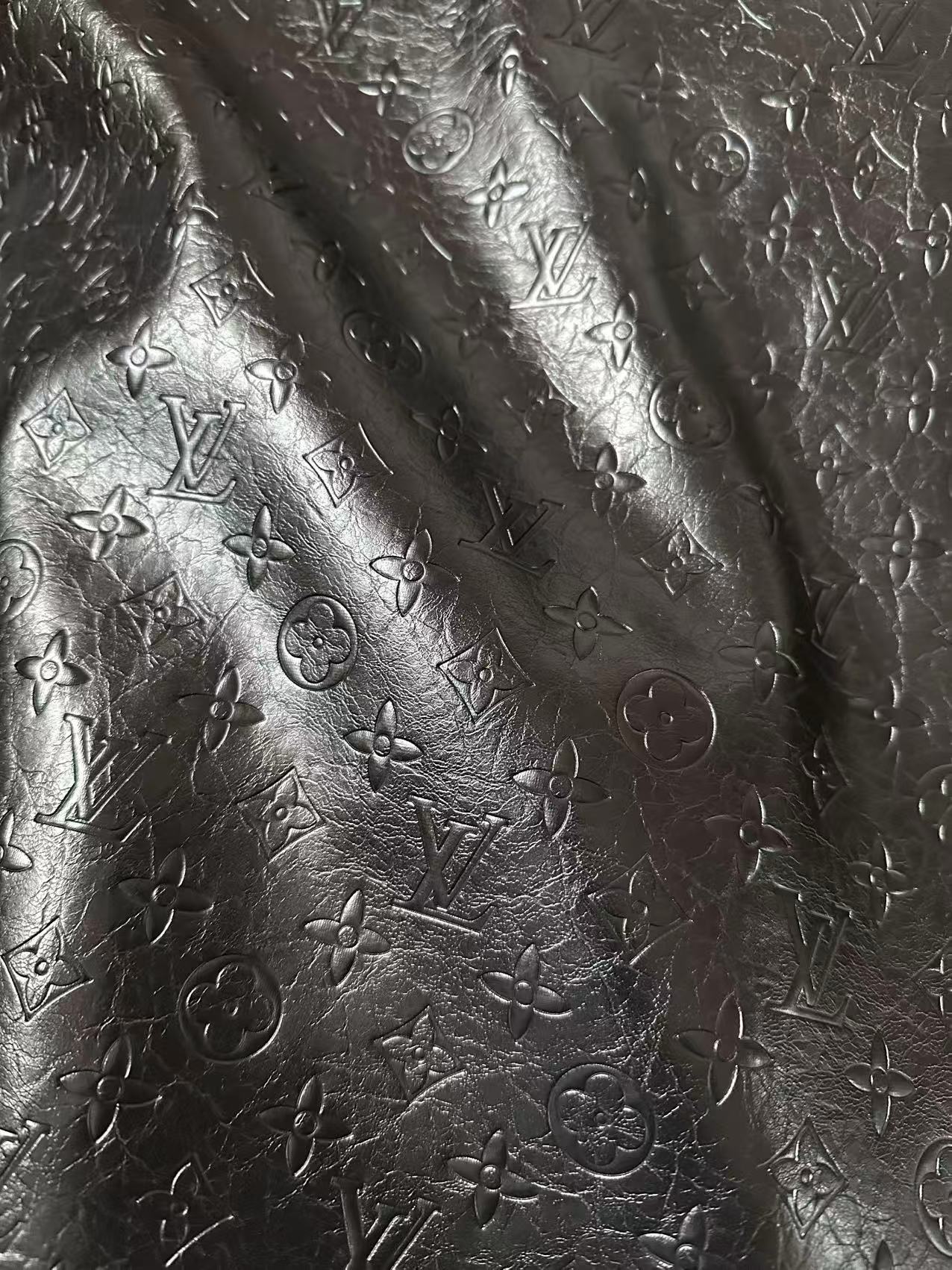 Craft LV Elephant Texture Leather Fabric For Handmade Sneaker ,Shoes,Bag ,Handicraft Goods (Black)