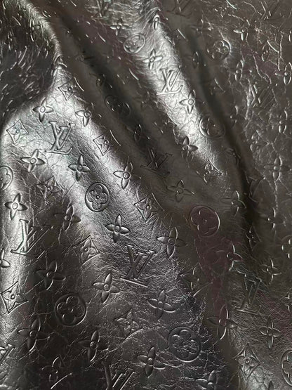 Craft LV Elephant Texture Leather Fabric For Handmade Sneaker ,Shoes,Bag ,Handicraft Goods (Black)